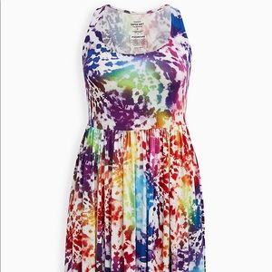 Torrid super soft rainbow tie-dye skater dress